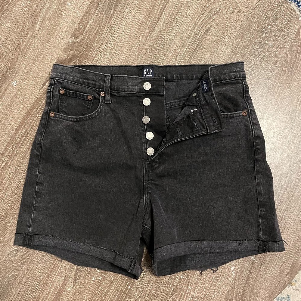 GAP - 4'' High Rise Button-Fly Denim Shorts